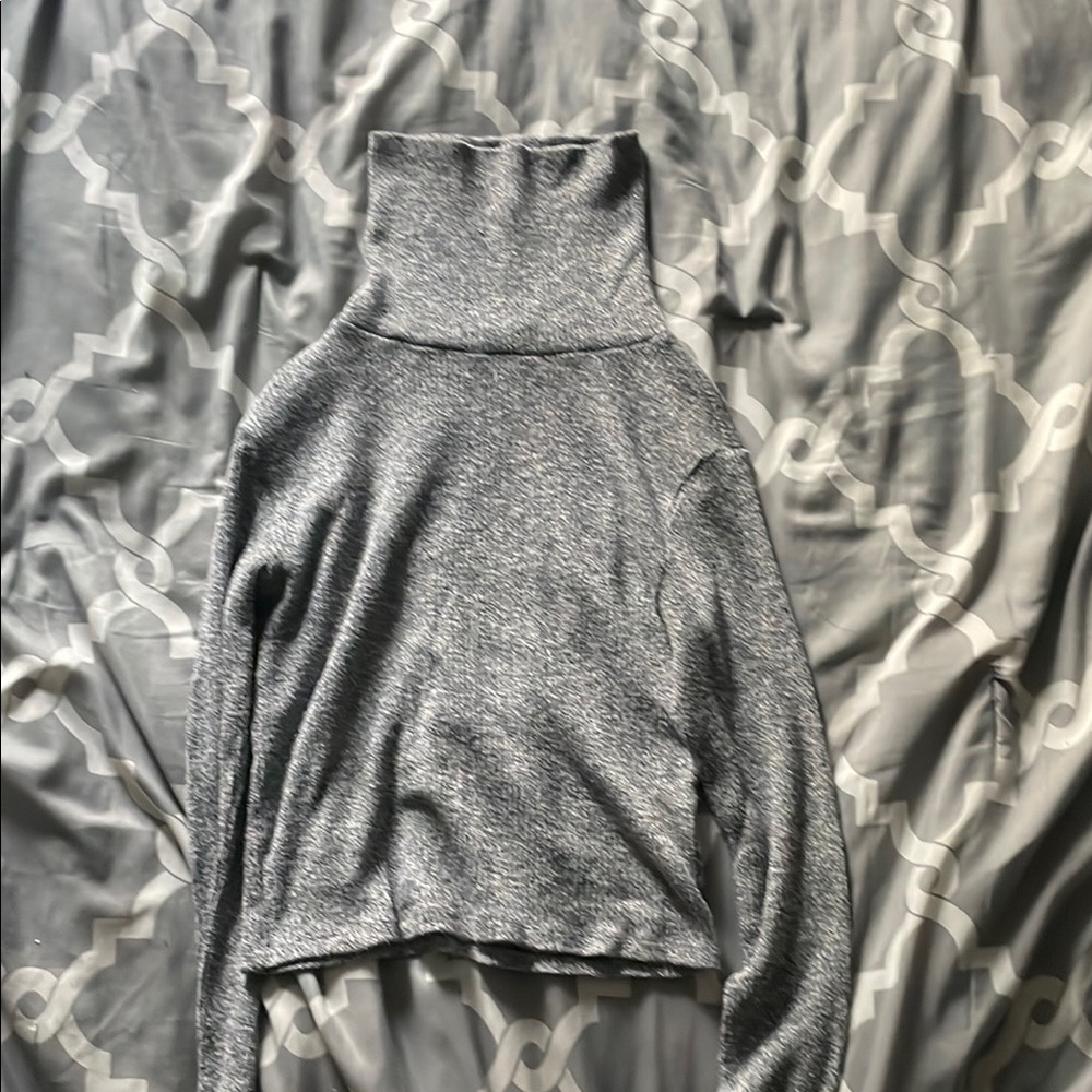 Better Be Gray Cowl Neck Sweater with Ribbed Detailing
